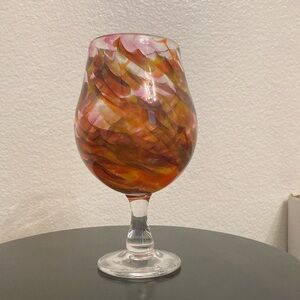 Hand-blown glass goblet
